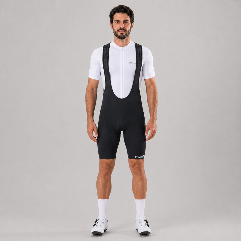 Bretelle de ciclismo masculino Long Ride preto com forro em gel 4D Coolmax