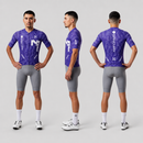 Camisa de ciclismo azul masculina com tecido ventilado
