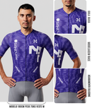 Detalhes da Camisa de Ciclismo Masculina Ataque Azul com bolsos traseiros