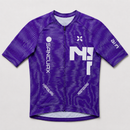 Camisa de ciclismo masculina azul com sublimação e cintura com silicone