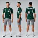 Camisa de ciclismo verde masculina com tecido ventilado