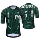 Camisa de ciclismo masculina verde com sublimação e cintura com silicone
