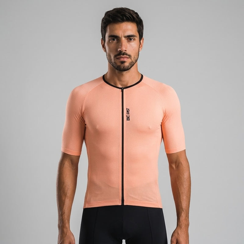 Camisa de Ciclismo Masculina New - Salmão com modelagem profissional para ciclismo
