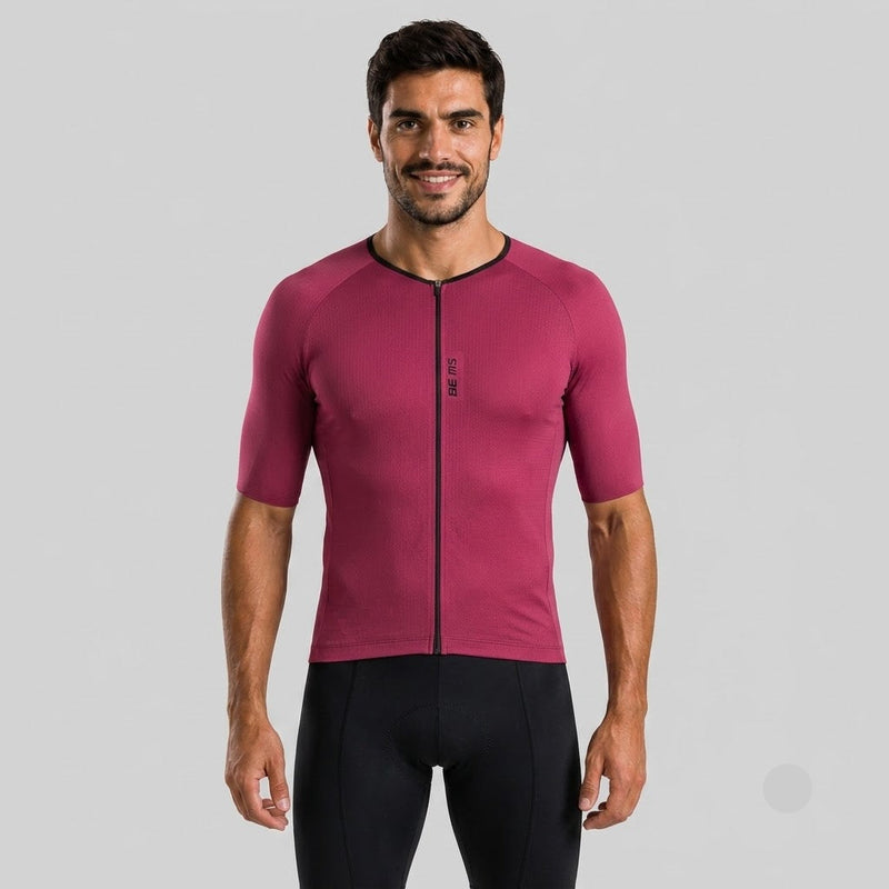 Camisa de Ciclismo Masculina New - Vinho com modelagem profissional para ciclismo