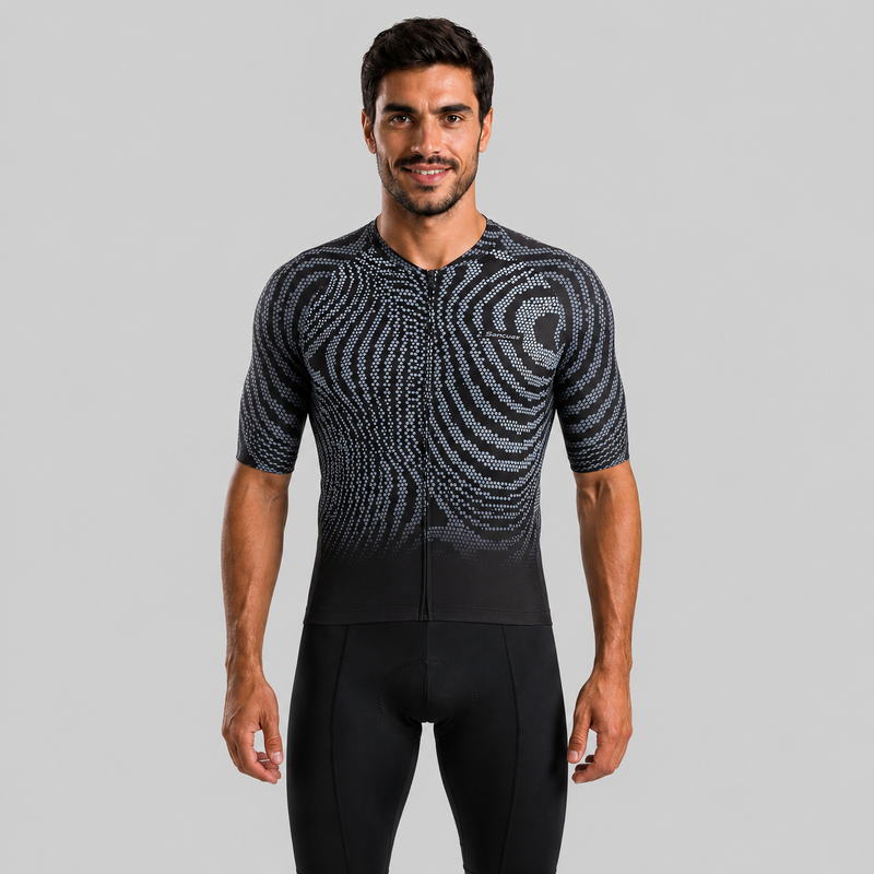 Camisa de Ciclismo Masculina Preta com modelagem aerodinâmica