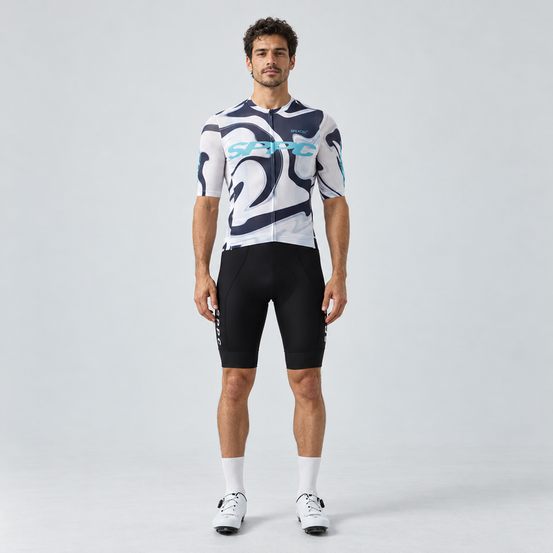 Camisa de ciclismo masculina SPEXCEL Camaleão Branco com corte aero