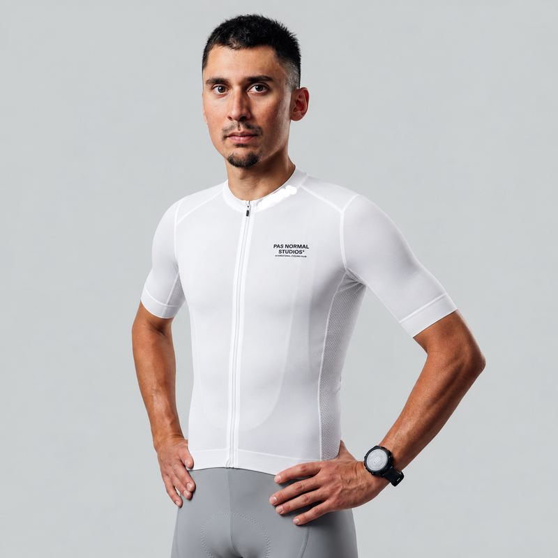 Camisa para Ciclismo Mechanism branca com ajuste race