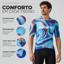 Camisa de ciclismo masculina SPEXCEL Camaleão Azul com corte aero