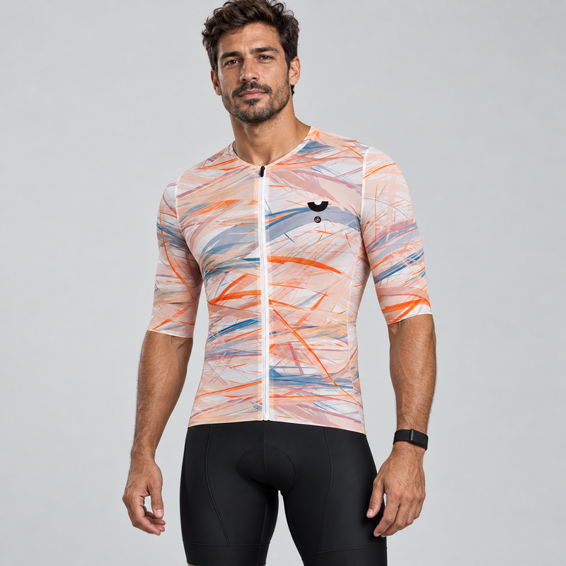Camisa de ciclismo masculina YKY Coral sem gola com modelagem slim