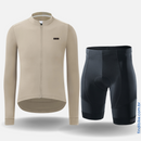 Conjunto de ciclismo Euro manga longa vista frontal com camisa FPS 50+ e bermuda anatômica 4