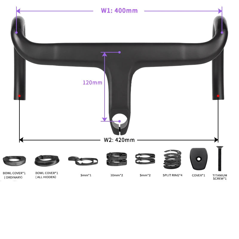 Guidão Integrado de Carbono TKR100