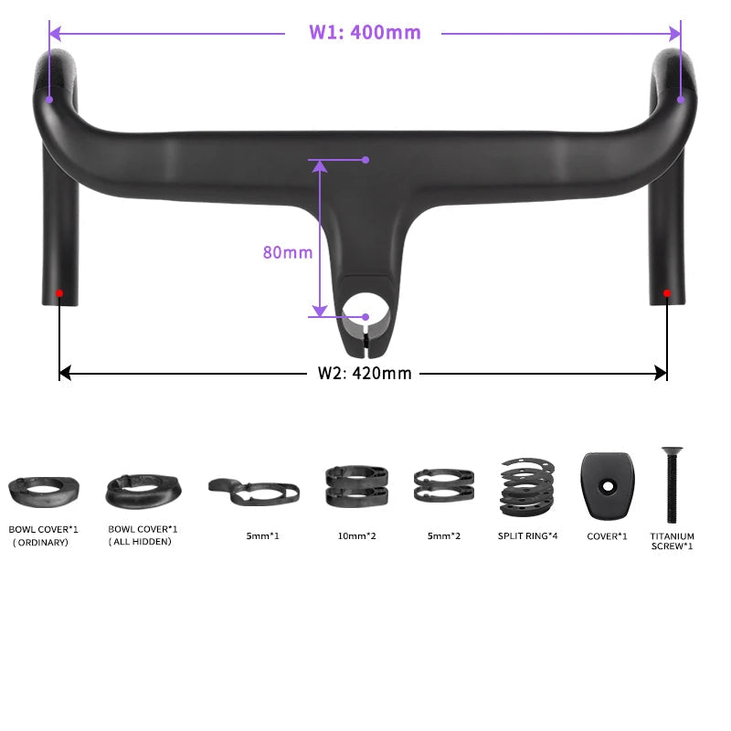 Guidão Integrado de Carbono TKR100