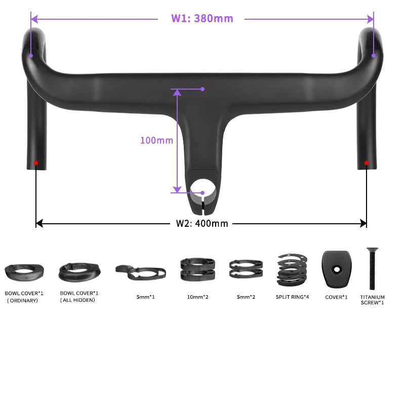 Guidão Integrado de Carbono TKR100