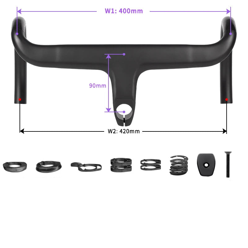 Guidão Integrado de Carbono TKR100