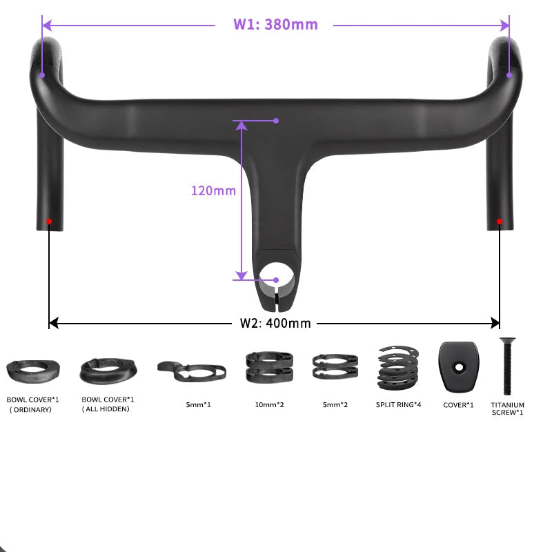 Guidão Integrado de Carbono TKR100