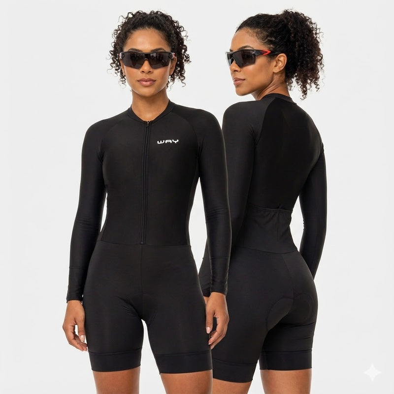 Macaquinho Ciclismo Feminino preto 