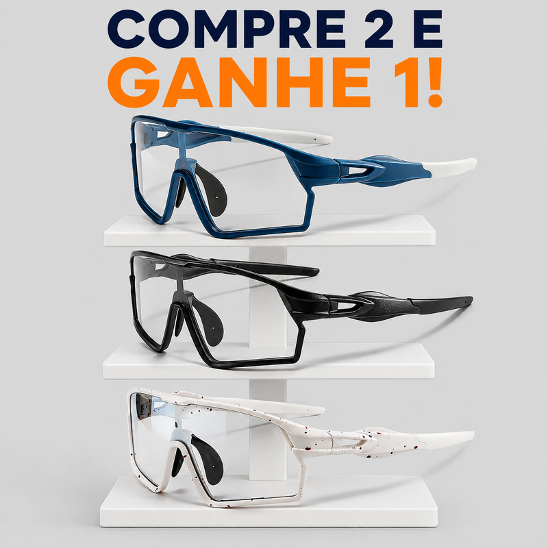 Óculos fotocromáticos unissex para ciclismo com lentes que se adaptam à luz