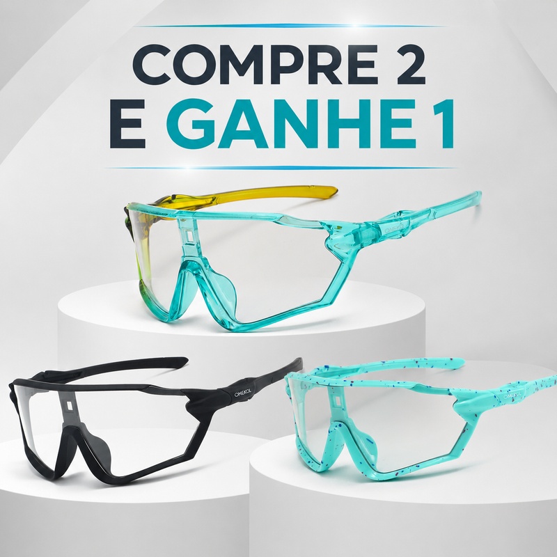 Óculos de ciclismo fotocromático Kit 1 da promoção compre 3 e pague 2