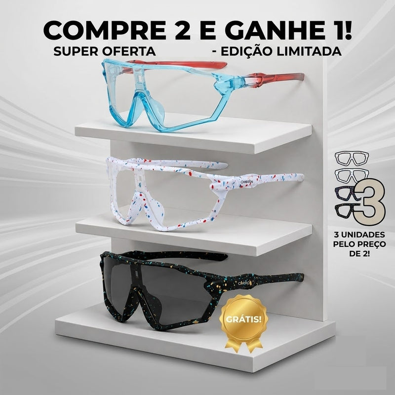 Óculos de ciclismo fotocromático Kit 2 da promoção compre 3 e pague 2