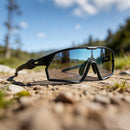 Detalhe das lentes fotocromáticas para pedal no sol e na sombra
