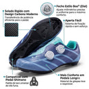 Sapatilha ciclismo azul com cabedal respirável