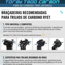 Detalhes do Selim 3D Ryet Carbon com trilhos de carbono 7x9mm oversized