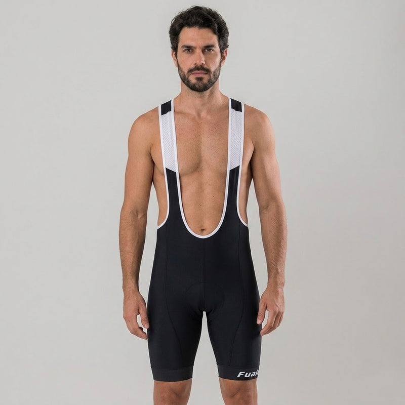 Bretelle de ciclismo masculino Long Ride Branco preto com alcas brancas