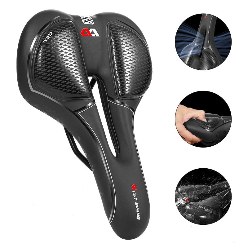 Selim Extra Soft Gel para bicicleta com formato ergonômico